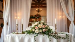 Den Brauttisch romantisch in Szene setzen