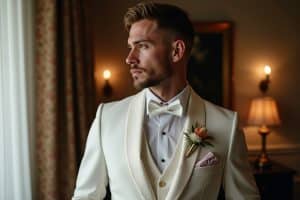Elegante weiße Anzüge für den Bräutigam